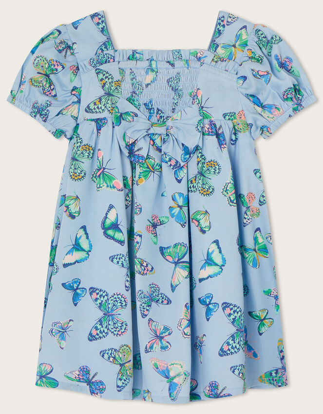Baby Butterfly Puff Sleeve Dress, Blue (BLUE), large