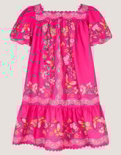 Ariella Sequin Print Scallop Trim Dress, Pink (PINK), large