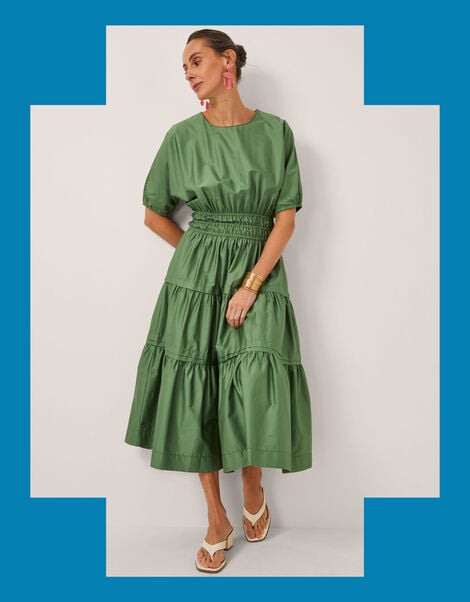 Devotion Twins Geraros Tiered Midi Dress, Green (GREEN), large