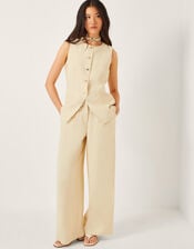 Alba Wide Leg Tailored Trousers, Yellow (YELLOW), large