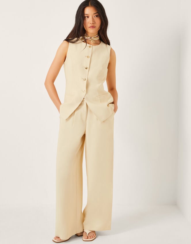 Alba Wide Leg Tailored Trousers, Yellow (YELLOW), large