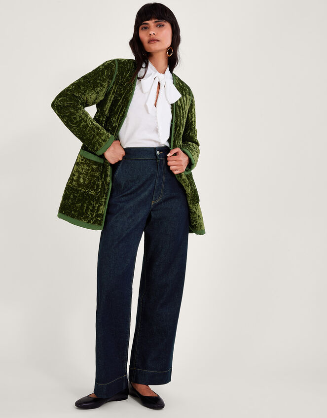 Velvet Quilted Jacket, Green (GREEN), large