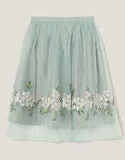 Floral Embroidered Party Skirt, Green (SAGE), large