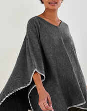 Blanket Stitch Knitted Poncho, , large