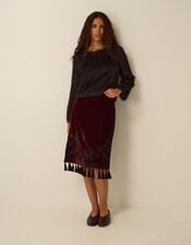 Tessa Long Sleeve Fringe Top, Black (BLACK), large