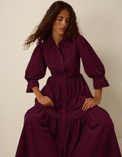 Winnie Corduroy Midi Shirt Dress, Red (BURGUNDY), large