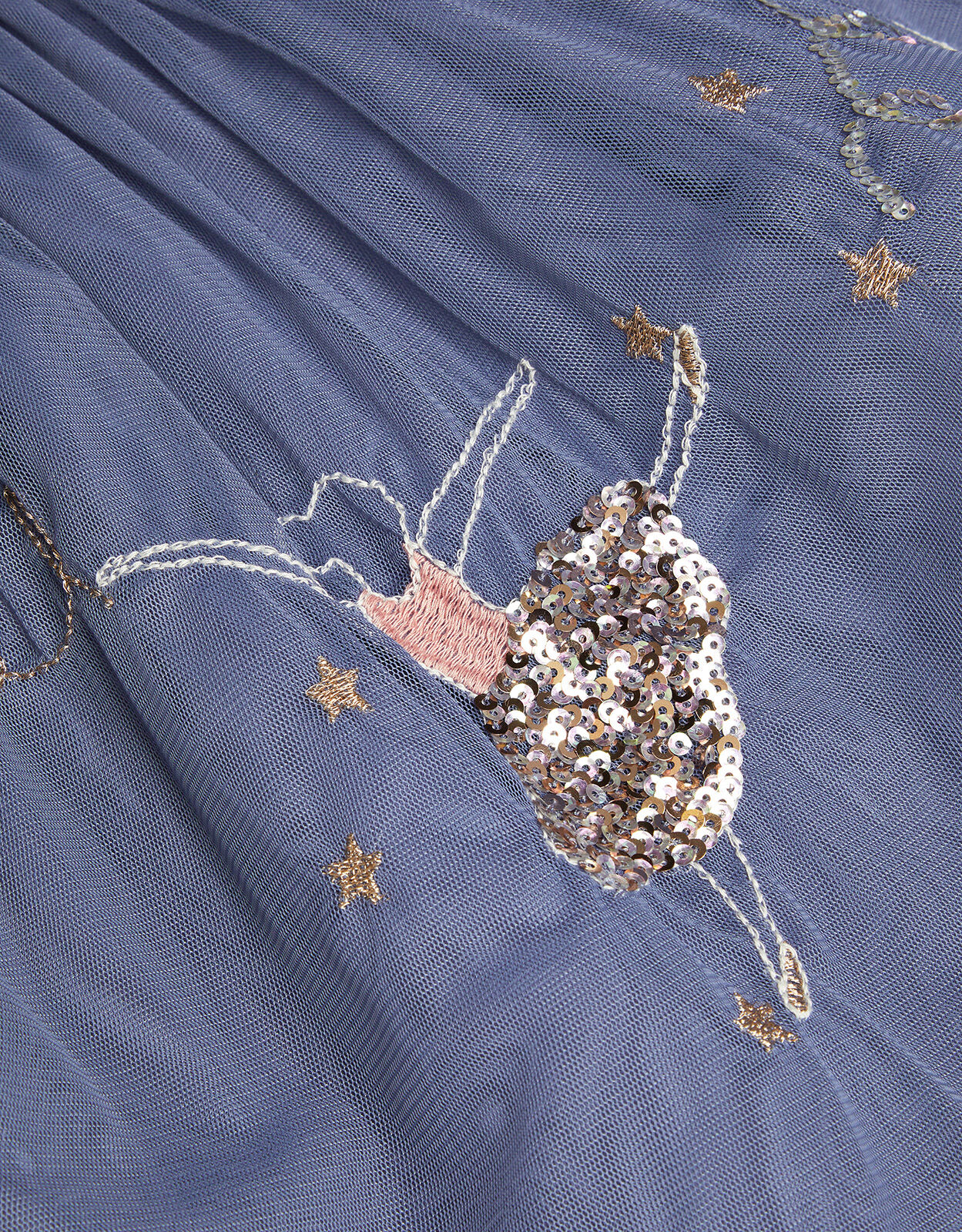 Embellished Ballerina Mesh Skirt Blue