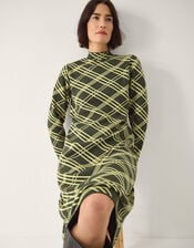 Claudia Check Knit Midi Dress, Green (GREEN), large