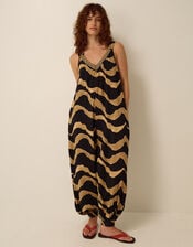 Zahara Sleeveless Print Jumpsuit, Black (BLACK), large