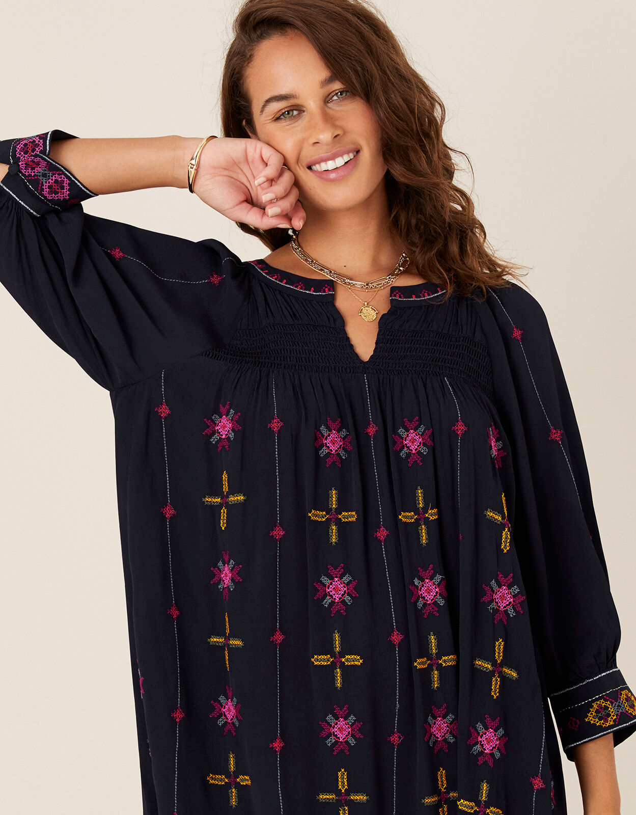 Women's embroidered tunic dress cheap