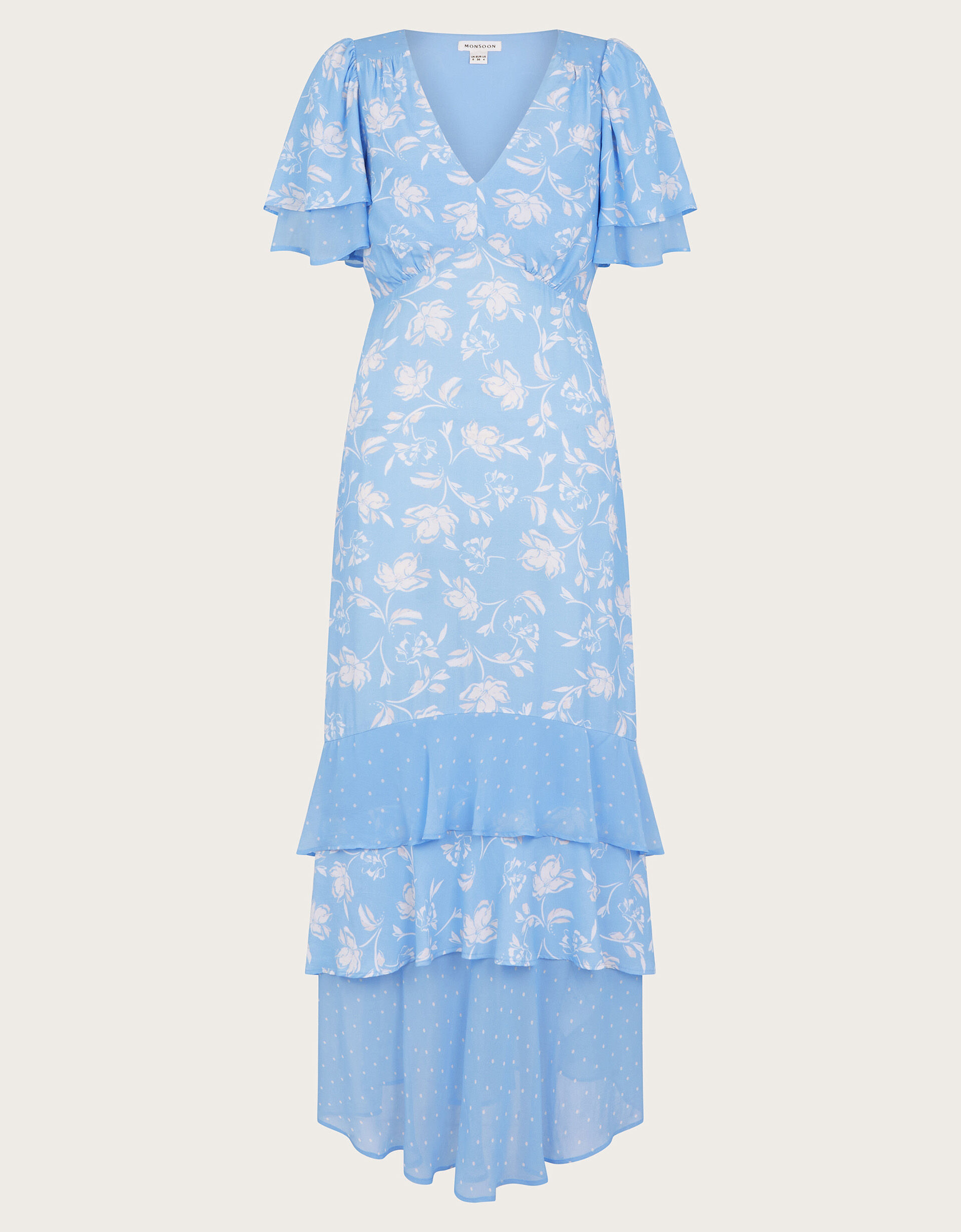 Simone Tiered Ruffle Dress Blue