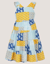 Pia Patchwork Print Dress , Blue (BLUE), large