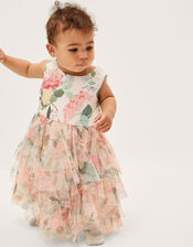 Baby Agnes Floral Print Ruffle Tier Dress, Multi (MULTI), large