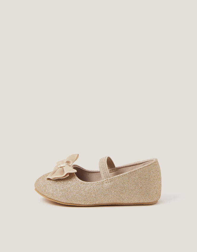 Baby Bow Glitter Walker Shoes, Gold (GOLD), large