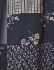 East Milly Floral Patchwork Midi Skirt, Blue (BLUE), large