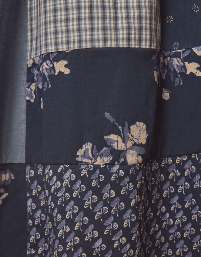 East Milly Floral Patchwork Midi Skirt, Blue (BLUE), large
