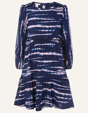 Tie Dye Woven Swing Dress, Blue (NAVY), large