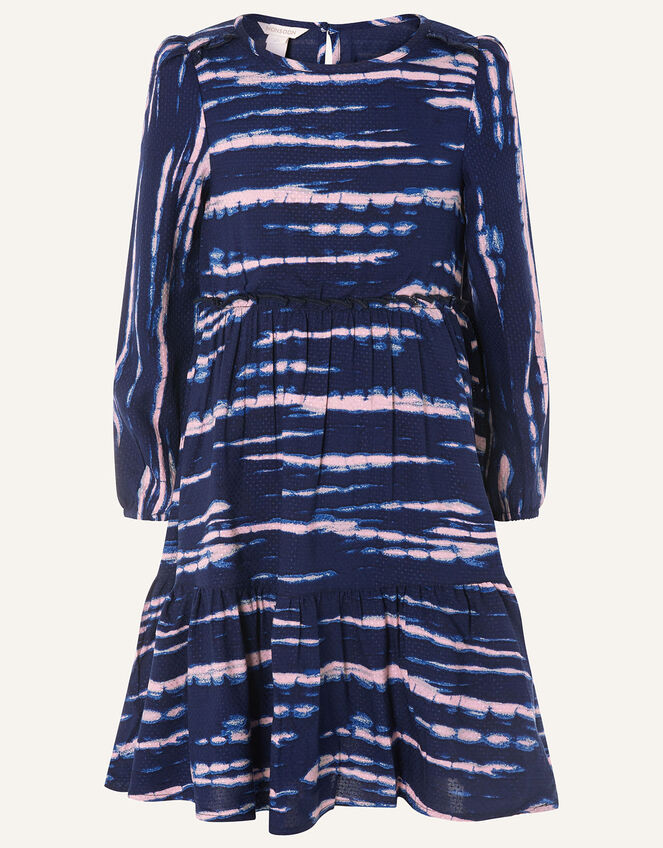 Tie Dye Woven Swing Dress, Blue (NAVY), large