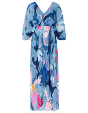 Erica Pleated Kaftan Maxi Dress, Blue (BLUE), large
