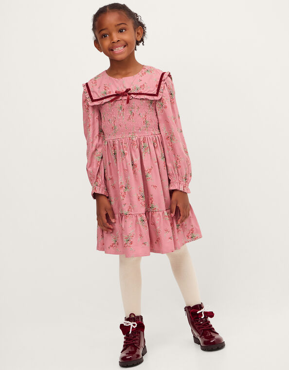 Ditsy Floral Square Collar Dress, Pink (PINK), large