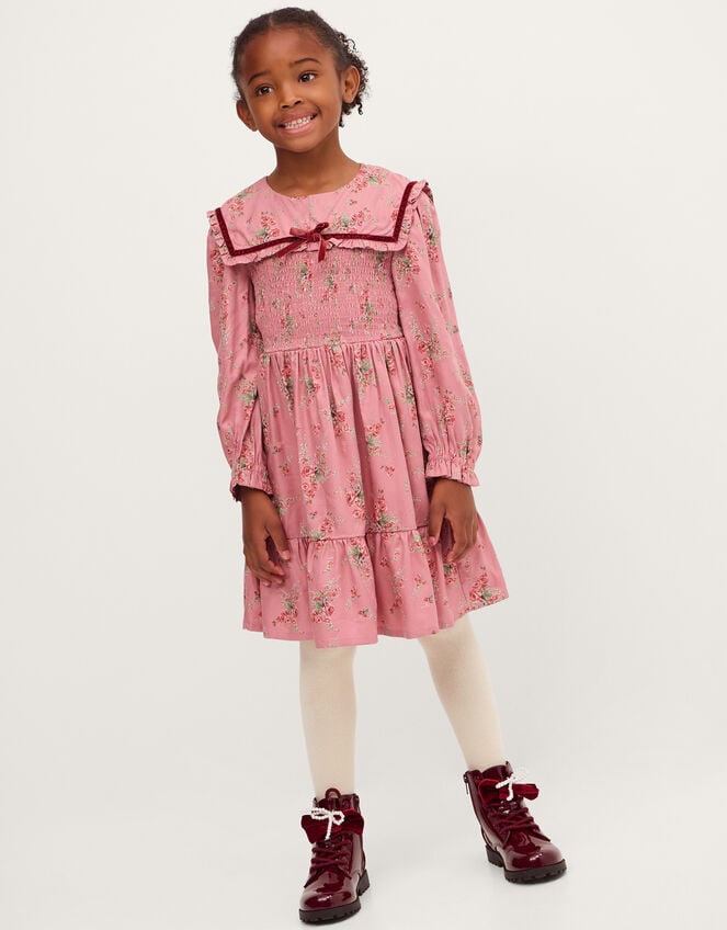 Ditsy Floral Square Collar Dress, Pink (PINK), large
