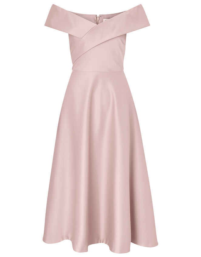 Sigourney Satin Midi Dress, Pink (BLUSH), large