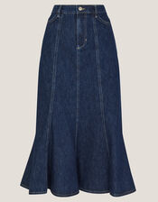 Fran Seam Denim Maxi Skirt, Blue (INDIGO), large