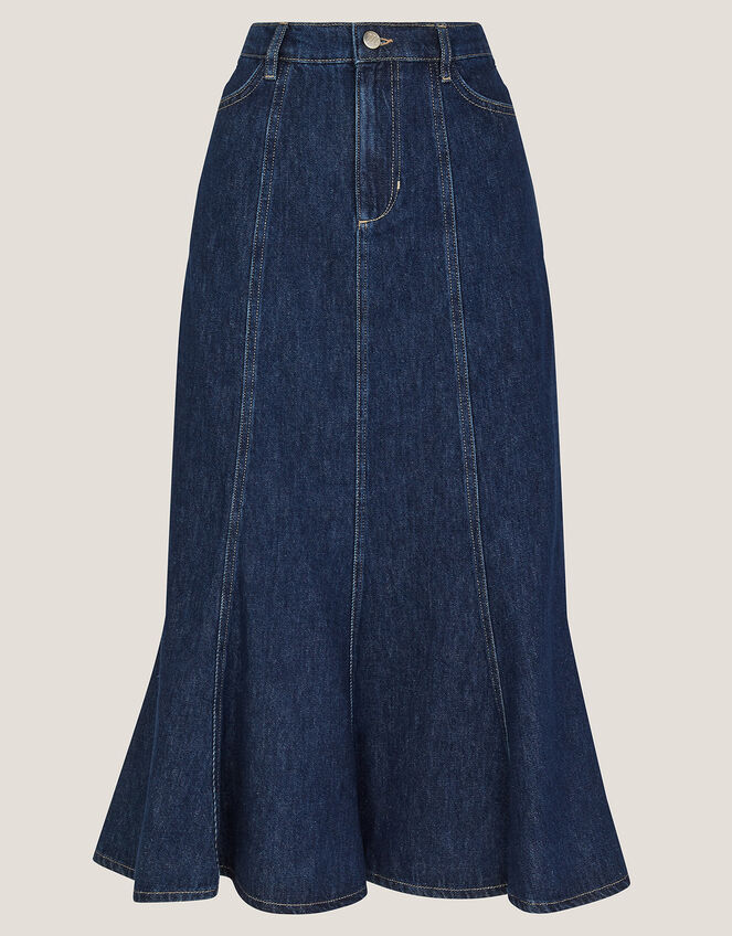 Fran Seam Denim Maxi Skirt, Blue (INDIGO), large