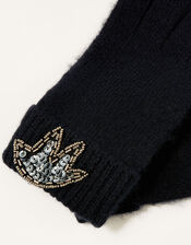 Embellished Cuff Knit Gloves, , large
