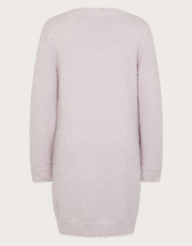 Unicorn Fluffy Knit Jumper Dress, Purple (LILAC), large