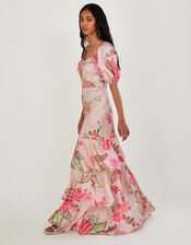 Daisy Print Tiered Maxi Dress, Natural (NATURAL), large