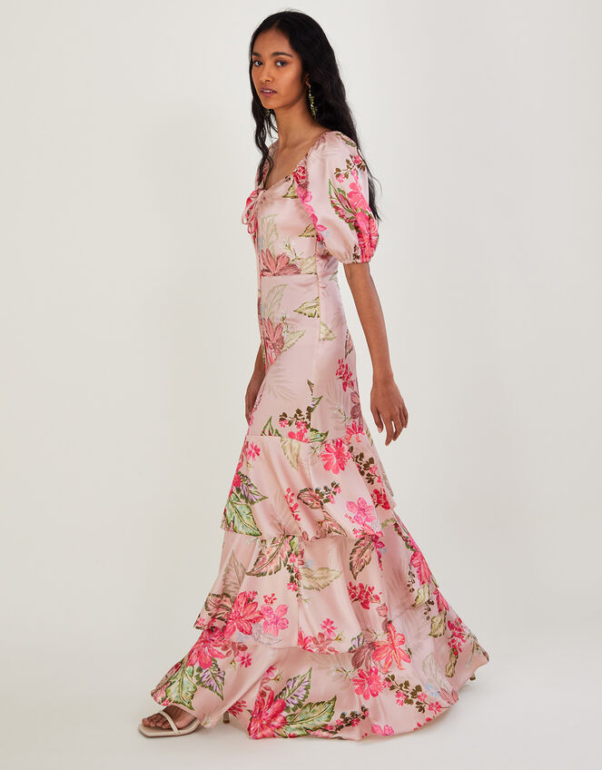 Daisy Print Tiered Maxi Dress, Natural (NATURAL), large