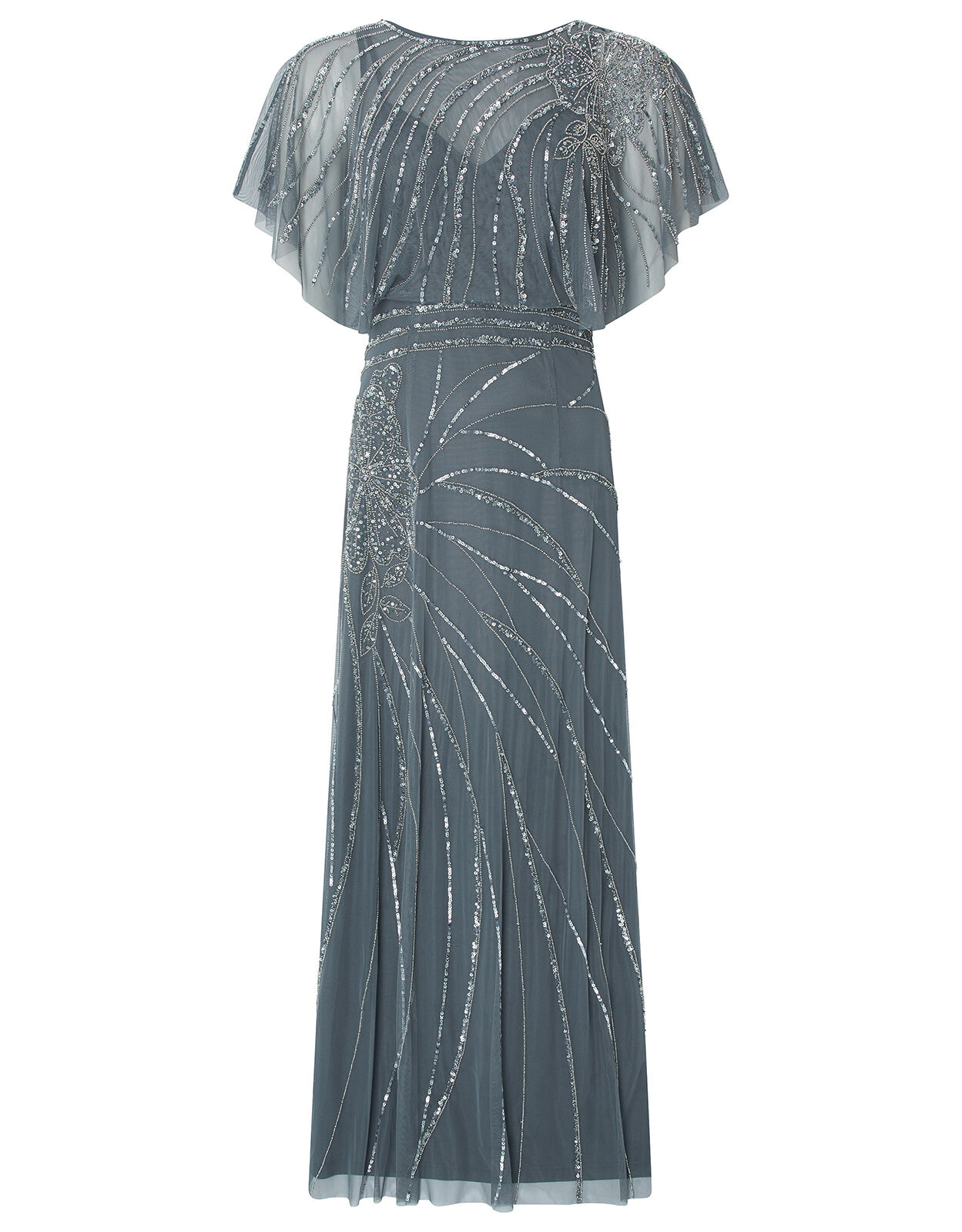 Florence Embellished Flutter Sleeve Maxi Dress Blue Evening Dresses Monsoon Global