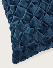 Quilted Velvet Cushion, Blue (NAVY), large