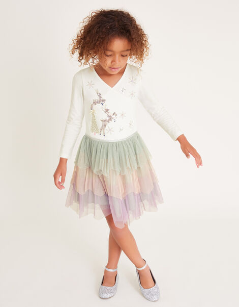 Christmas Scene Tulle Disco Dress, Ivory (IVORY), large