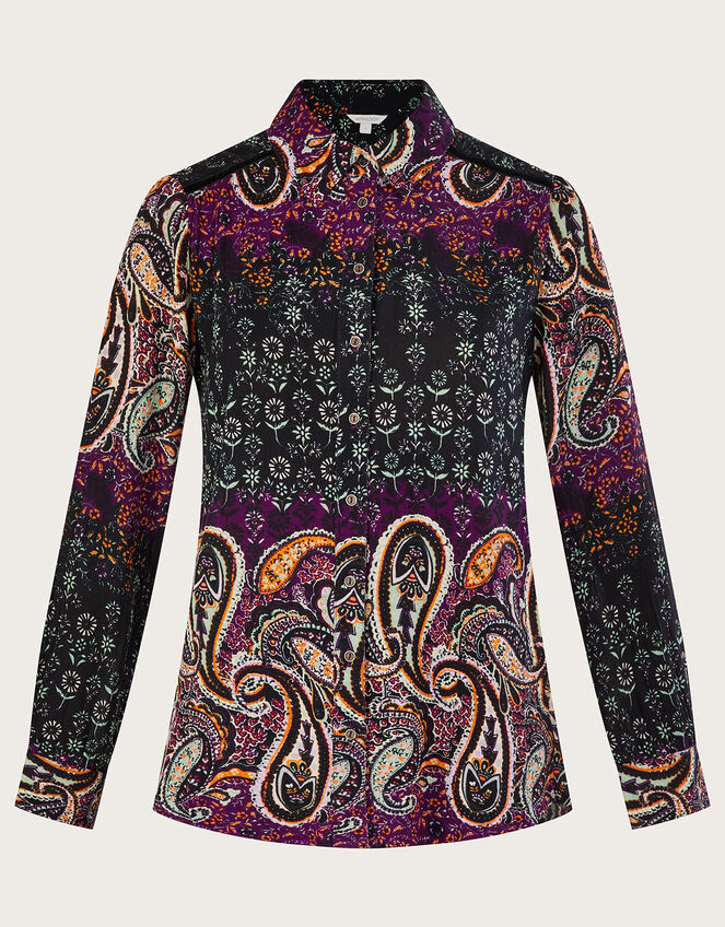 Paisley Print Blouse in LENZING™ ECOVERO™, Red (BURGUNDY), large