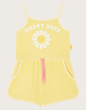 Towelling Happy Days Playsuit, Yellow (YELLOW), large
