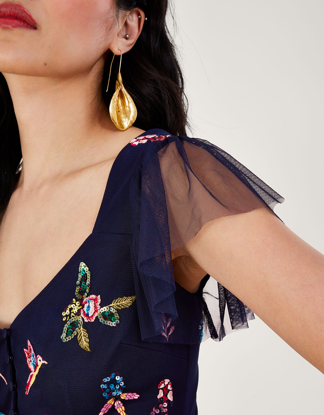 Helena Embellished Tea Dress Blue