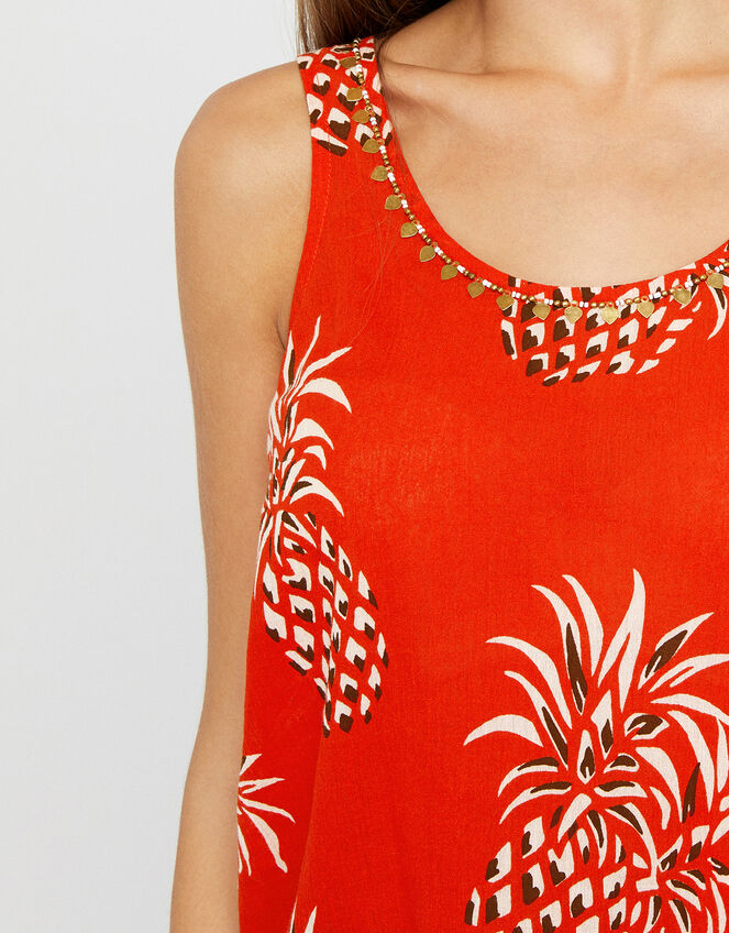 Anasi Woodblock Cami Top in Organic Cotton, Red (RED), large