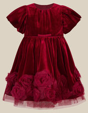 Baby Adelyn Rose Appliqu&eacute; Velvet Party Dress, Red (RED), large