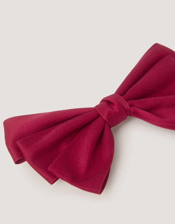 School Bow Hair Clip, Red (BURGUNDY), large