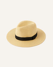 Band Trim Fedora Hat , Natural (NATURAL), large