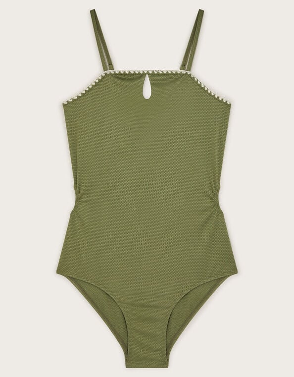 Texture Cut-Out Swimsuit, Green (KHAKI), large