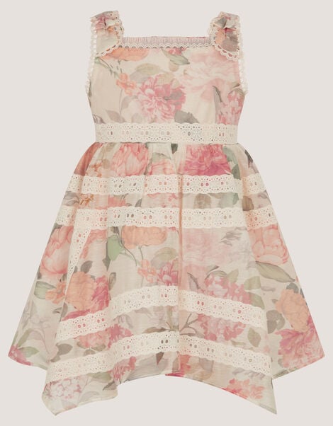 Baby Kelis Floral Broderie Trim Dress, Pink (PINK), large