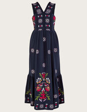 Embroidered Jersey Sundress, Blue (NAVY), large