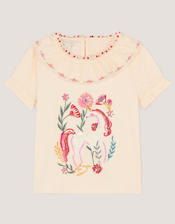 Sequin Unicorn Collar Top, Ivory (IVORY), large