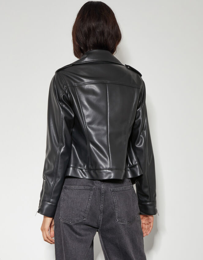 Paloma Faux Leather Biker Jacket, Black (BLACK), large
