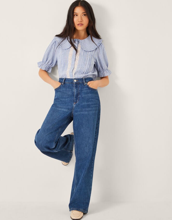 Winnie Lace Stripe Shirt, Blue (BLUE), large