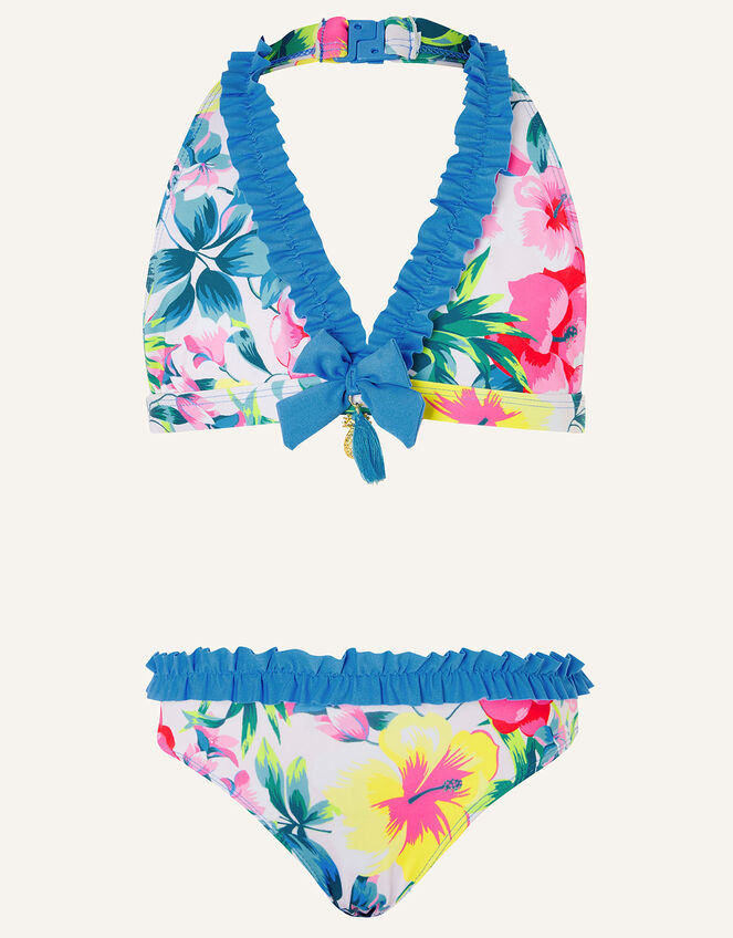 Tropical Floral Ruffle Bikini Set, Multi (MULTI), large