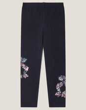 Sequin Bow Leggings, Blue (NAVY), large